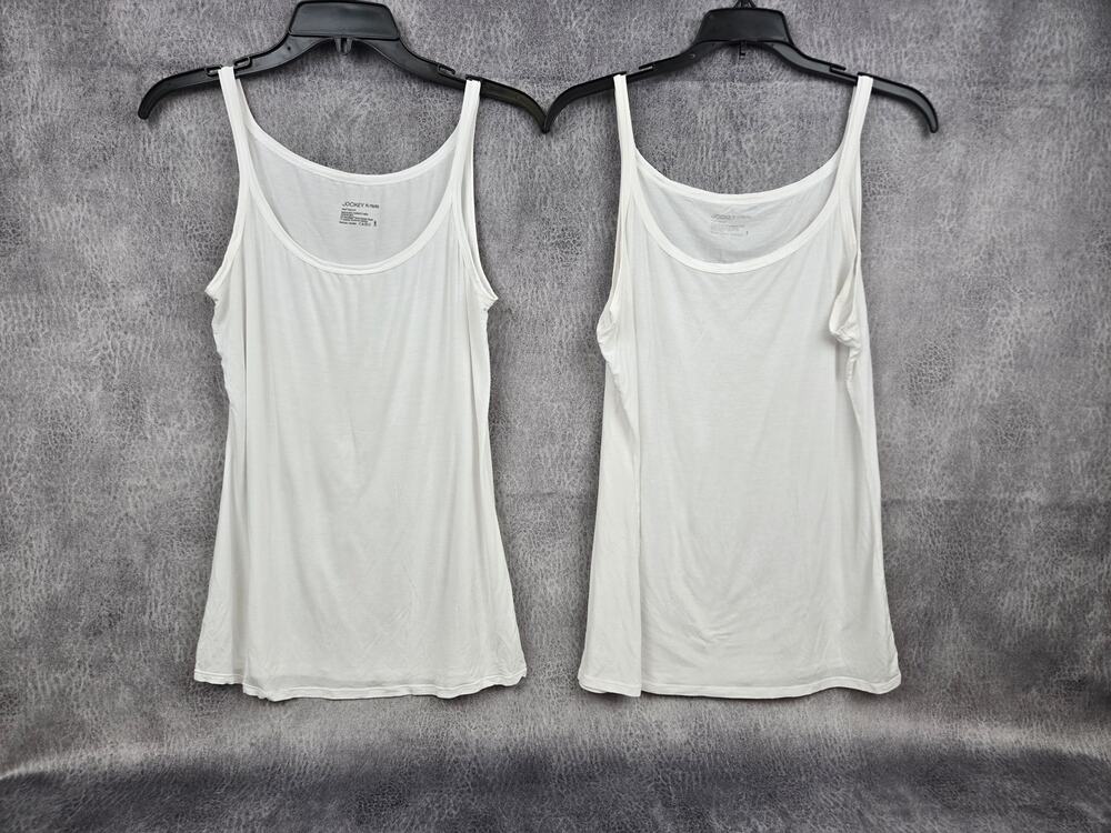 2 White Jockey Elance Supersoft Tank Tops Camisoles XL b